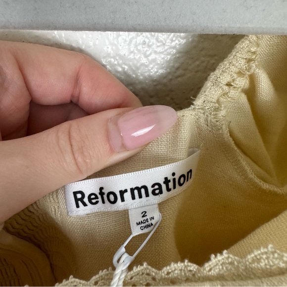 Reformation Malvina Fit & Flare Dress in Sugar 100% Linen Size 2 NWT - Picture 4 of 6